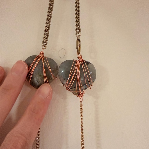 Labradorite & Phosphosiderite Window Dangle - Picture 3 of 5